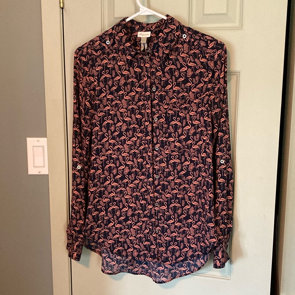💙 Chemise manche longue motif flamants